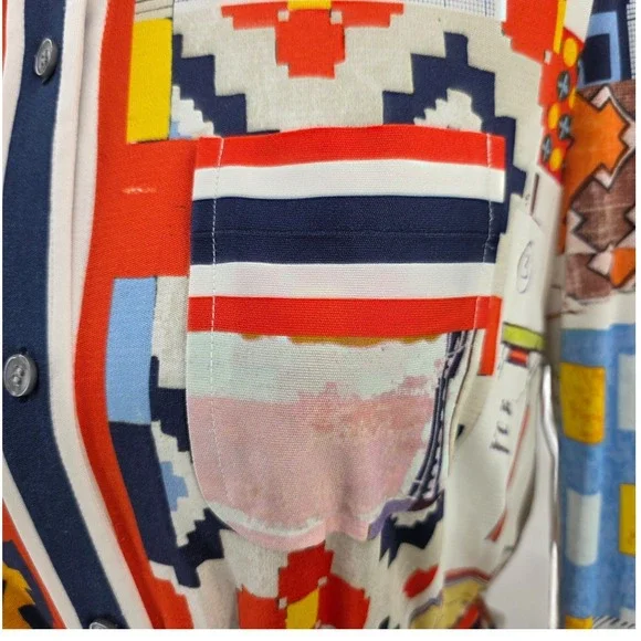 Tory Burch Womens L Silk Blend Laurence Scrapbook Belted Shirtdress - Picture 8 of 16